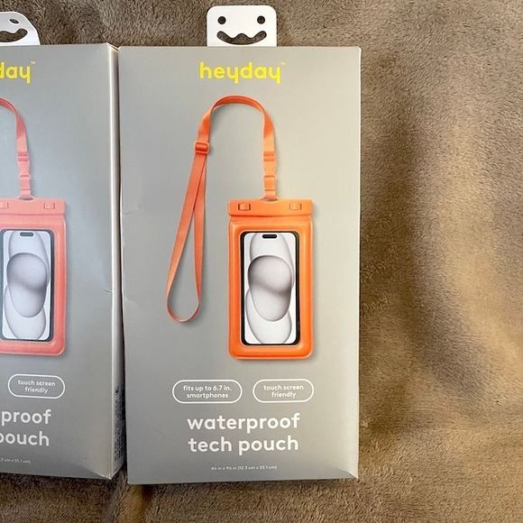 heyday Waterproof Tech Pouch Orange Fits Up to 6.7 in Smartphones New Set of 2 - Picture 2 of 5